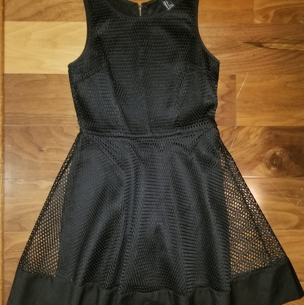 Forever 21 Black Mesh Skater Dress